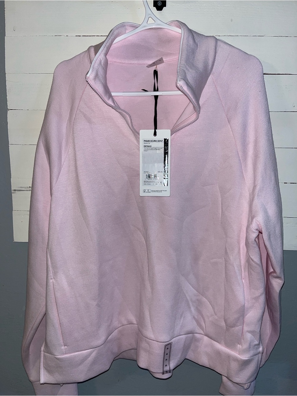 Light Pink Quarter Zip Pique Scuba Golf Sweater